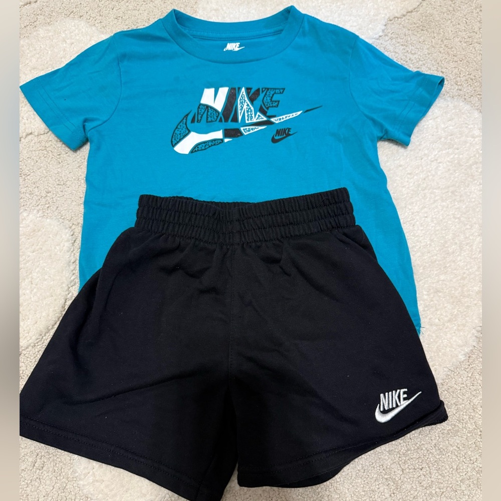 Nike Teal Graphic Tee and Black Shorts Set